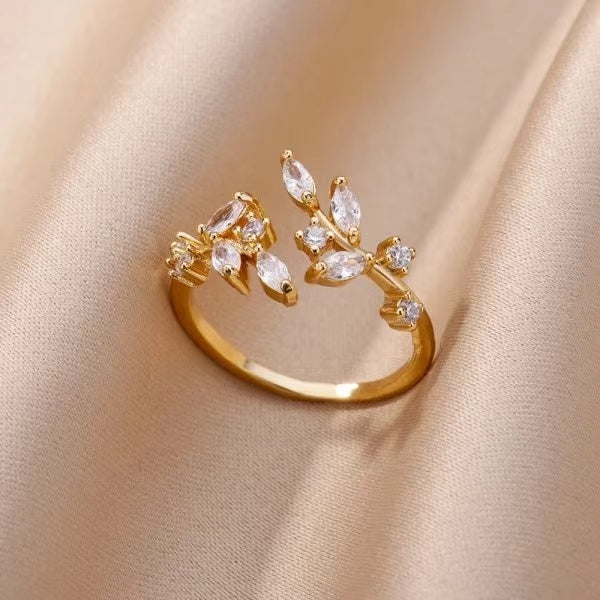 Zircon Leaves Open Rings