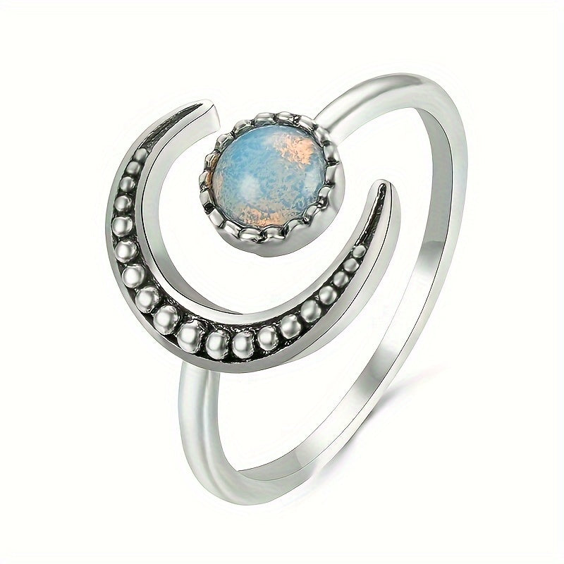 Moonstone Open Adjustable Ring
