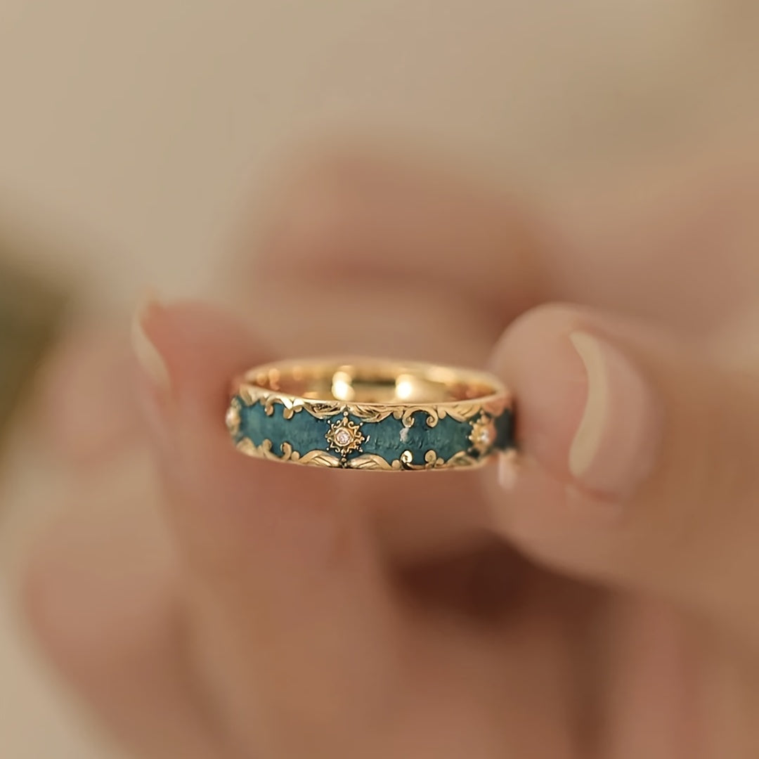 Vintage Enamel Zirconia Ring