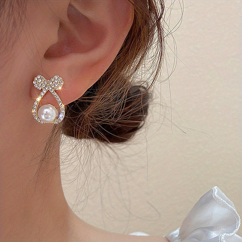 Bowknot Faux Pearl Earrings