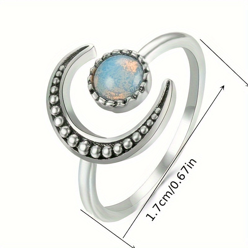 Moonstone Open Adjustable Ring