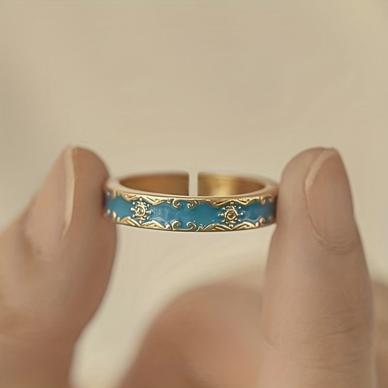 Vintage Enamel Zirconia Ring