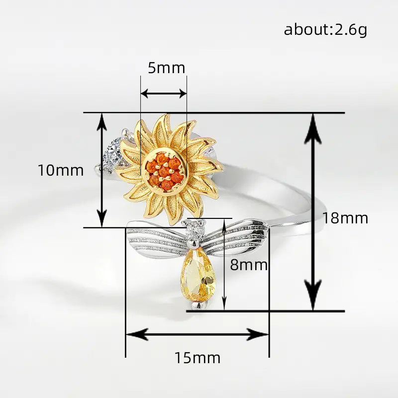 Spinning Sunflower Bee Ring