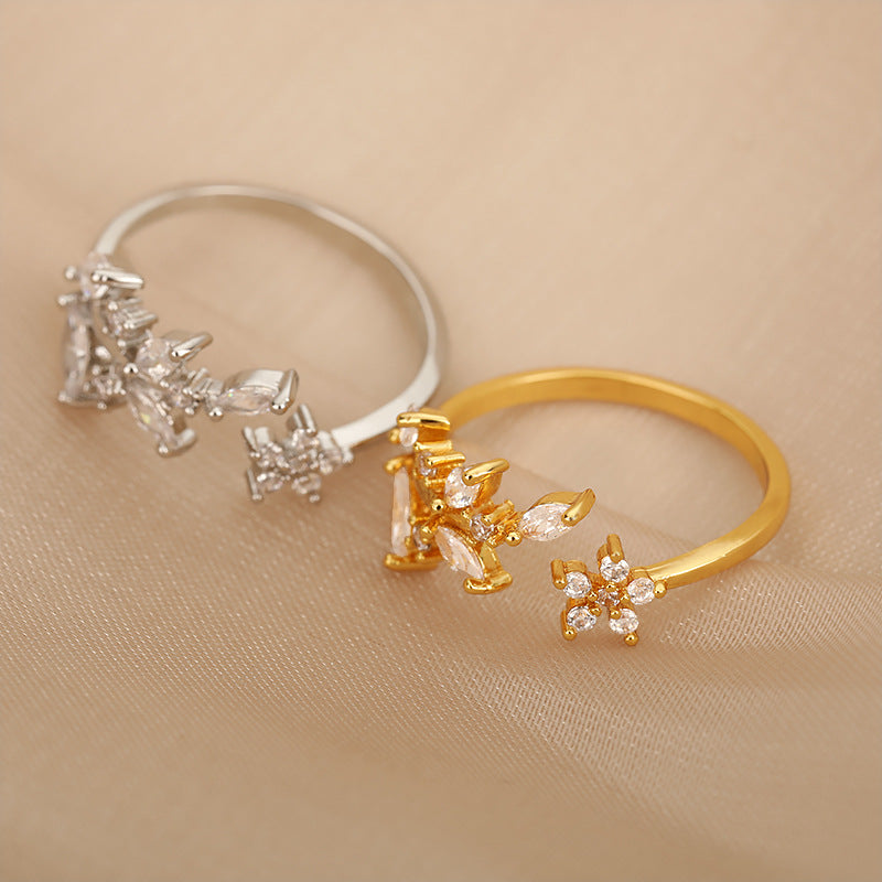 Zircon Leaves Open Rings